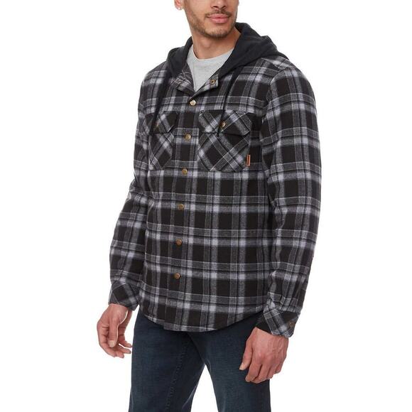 NWT Legendary Outfitters Men’s Insulated Casual Hooded Plaid Shirt Jacket - Picture 2 of 7